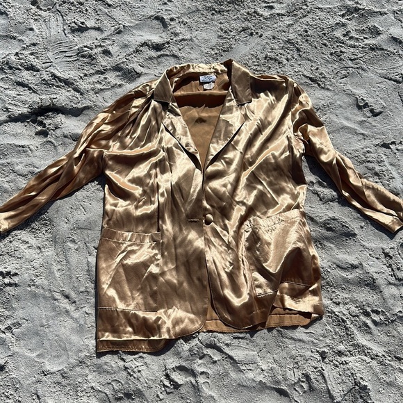 Melissa Robyn Gold satin 1980s Blazer women's size medium almost no flaws - Picture 1 of 12